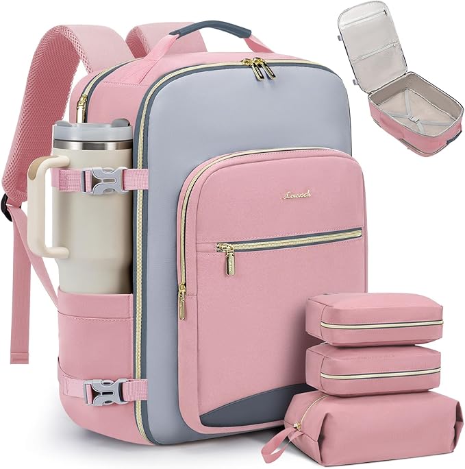 LOVEVOOK 40L Travel Backpack for Women & Men, Airline Approved Carry On Luggage with 3 Packing Cubes, TSA Overnight Bags, Waterproof Personal Item Bag, Weekender Essentials Backpacks fits 17" Laptop