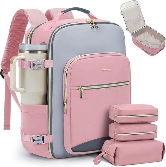 LOVEVOOK 40L Travel Backpack for Women & Men, Airline Approved Carry On Luggage with 3 Packing Cubes, TSA Overnight Bags, Waterproof Personal Item Bag, Weekender Essentials Backpacks fits 17" Laptop