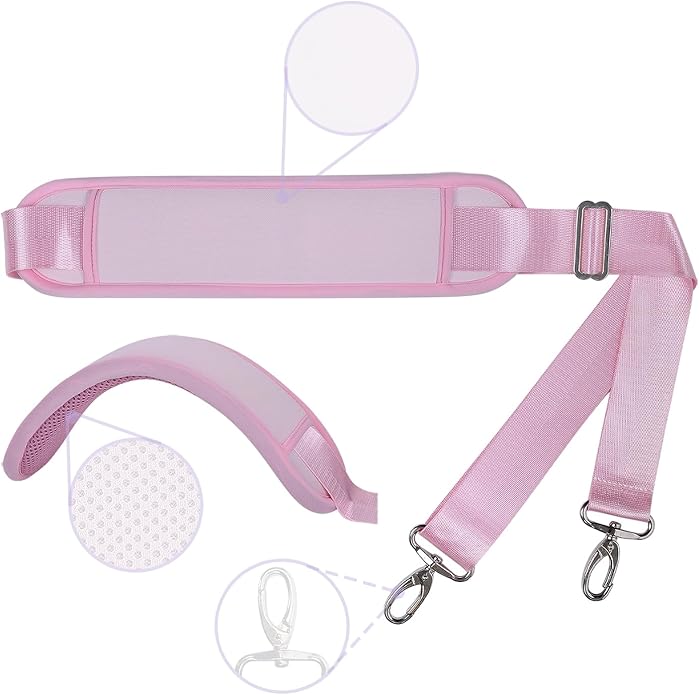 60 Inch Shoulder Strap with Removable Ultra-Thick Pad，Adjustable Buckles and Metal Hooks