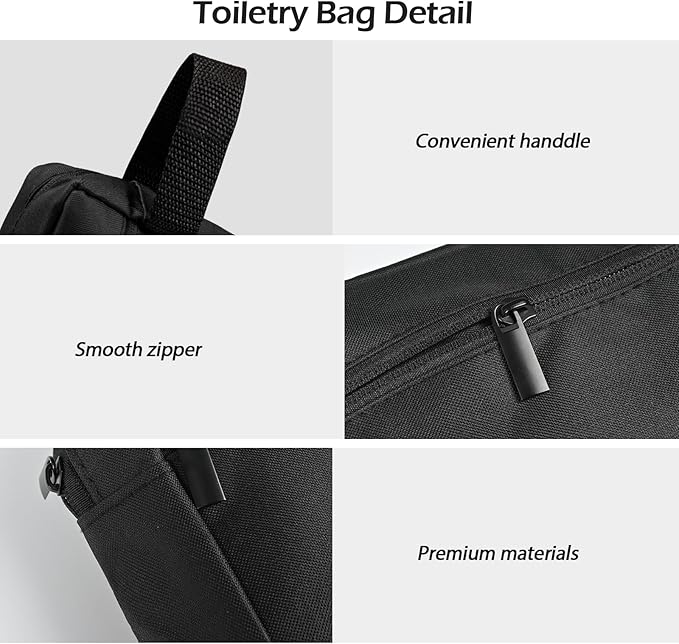 Travel Toiletry Bag, Hanging Small Travel Bag for Toiletries, Travel Essentials for Women Men, Black