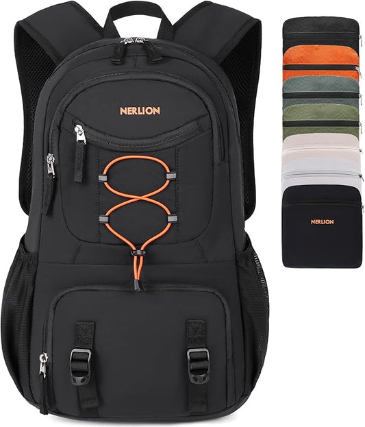 Nerlion 35L Hiking Backpack Travel Backpack for Men Women Camping Waterproof Outdoor Hiking Daypack Lightweight Backpack Black Orange