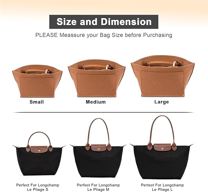 LOUKAYCCI Purse Organizer Insert for Le Pliage Medium Handbags Insert（EarthColor, Medium）