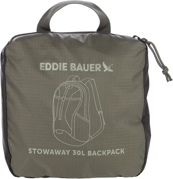 Eddie Bauer Stowaway Packable Backpack | Travel | Outdoor | Lightweight | Foldable | Durable | Ripstop Polyester | 30L - Spruce Green