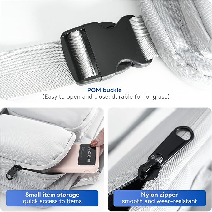 SOKOK Over Luggage Organizer Storage Bag with Multi Pockets, Slide On Luggage Harness with Adjustable Straps, 2-in-1 Travel Accessories Suitcase Vest Bag Fits Most Suitcases, Silver Gray-3