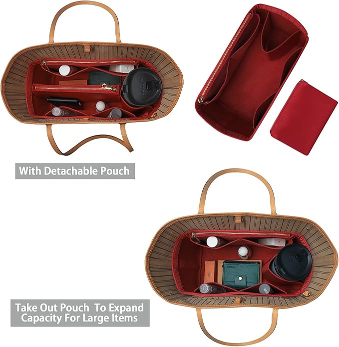 ZTUJO Purse Organizer, Felt Bag Organizer Purse Organizer Insert For Speedy, Neverfull, Graceful, Neverfull,Tote, Handbag,Shaper