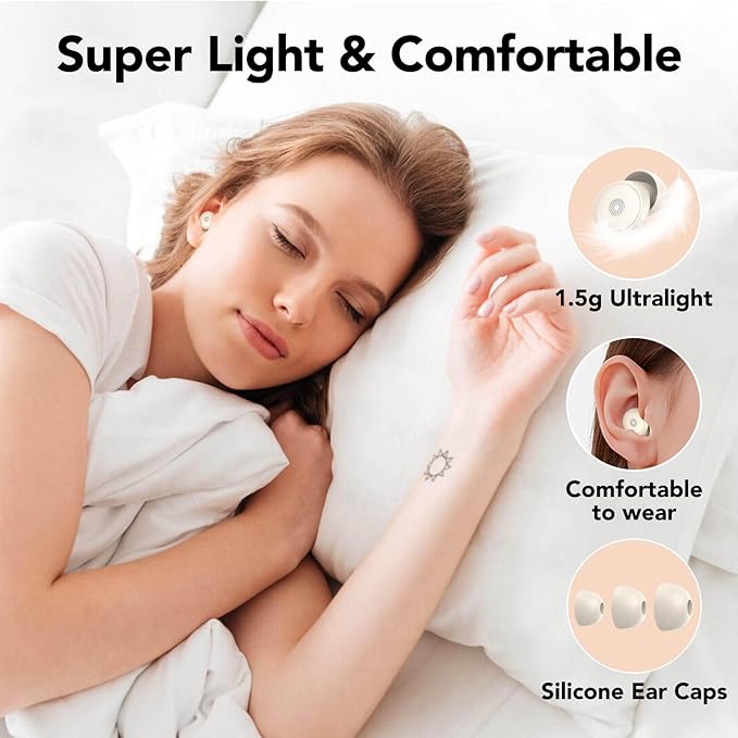 Ear Plugs for Sleeping Noise Cancelling, 45dB Soft Earplugs for Concert, Reusable Ear Plugs for Noise Reduction with Case & 8 Eartips, for Sleeping, Concert, Working, Studying, Traveling (Off White)
