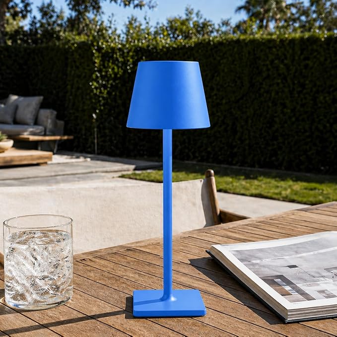 Yogaret Blue Cordless Table Lamp Set of 2, Indoor/Outdoor Table Lamp for Restaurant Home Dinner Patio Pinic | Portable table lights set of 2 wireless battery operated lamps for indoor tables, patio, restaurant, dinner and kitchen use