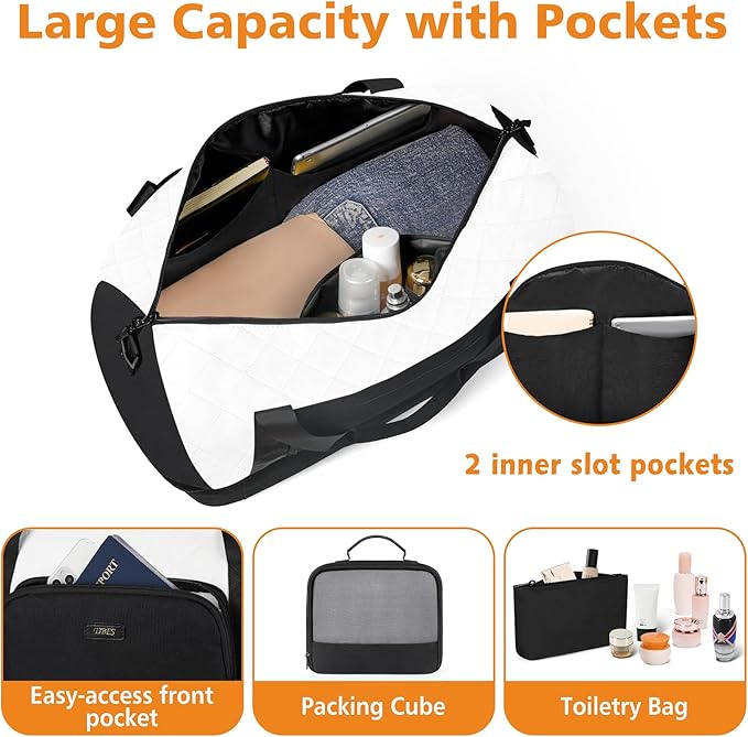 Travel Weekender Bag for Women, 21" Overnight Bag with Shoe Compartment 50L Large Travel Duffel Bag Carry On Tote for Weekend, Overnight, Business Trips, Water Resistant