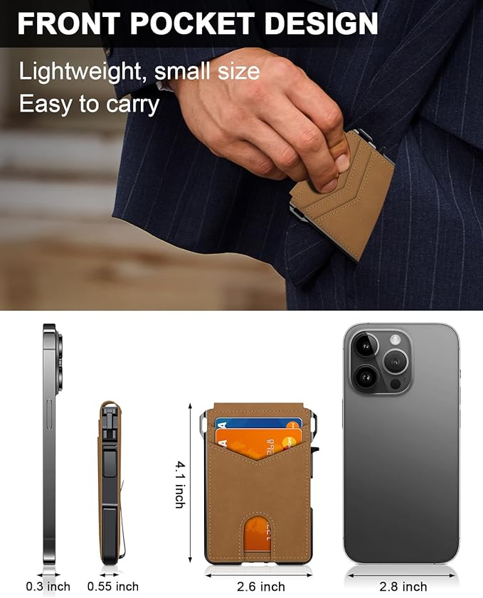 ZALVEX Wallet for Men, Mens Minimalist Wallet 9-13 Cards, Slim Compact Wallet with Money Clip & ID Window, RFID Blocking Smart Pop Up Card Wallet, Metal Aluminum Credit Card Holder Bifold Wallet