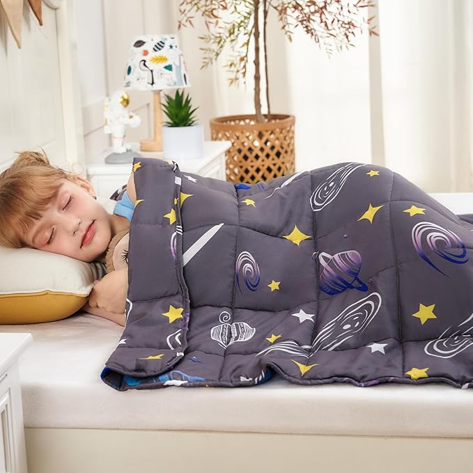 yescool Star Weighted Blanket 3 Pounds Cooling Weighted Lap Blanket, Galaxy Moon Heavy Blanket for Sleeping, Weighted Throw Blanket Gifts for 20-40lbs, 36"x48"
