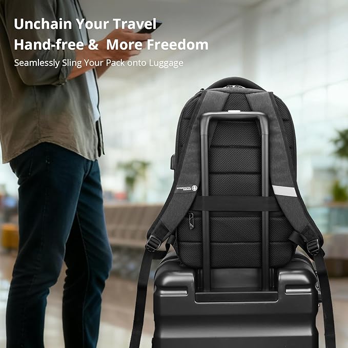 Swissdigital Design Travel Laptop Backpack, College Laptops Backpack with USB Charging Port for Men and Women Fits 16 Inch Notebook, Black | SD1670-01