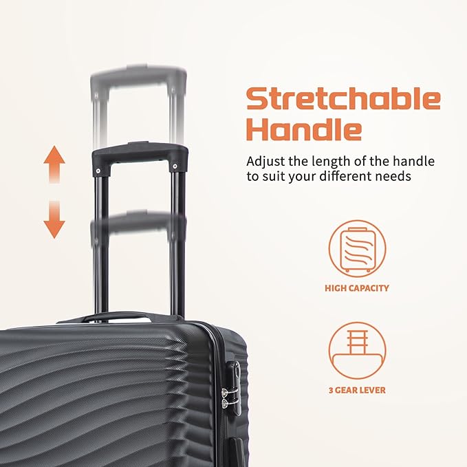 Luggage Sets 3 Piece, ABS Suitcase Set (20/24/28), Hardside luggage with Spinner Wheels, Travel Luggage, 14x8x9 Airline Approved Carry on, Lightweight Luggage with High-Security Lock
