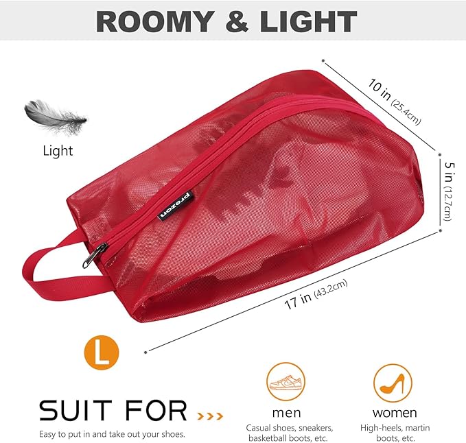 Travel Shoe Bags, Water Resistant TPU Mesh, Sturdy YKK Zipper, Shoes Storage Bag, Shoes Packing Organizer, Unisex Shoe Pouch for Travel or Home Storage