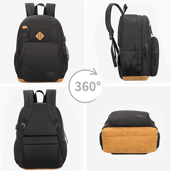 KEOFID Classic Travel backpack for Men and Women, Anti Theft Laptop Backpack for Work, Large Bag for College, Water Resistent(Black 19inches)