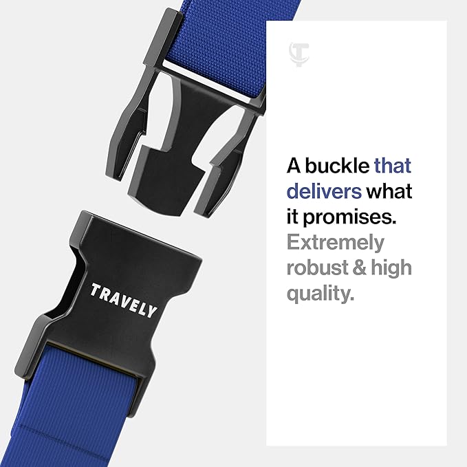 TRAVELY Luggage Straps - Particularly conspicuous & Secure - Incl. 4 Name Tags - Luggage Strap Ideal crosswise - [Set of 4]