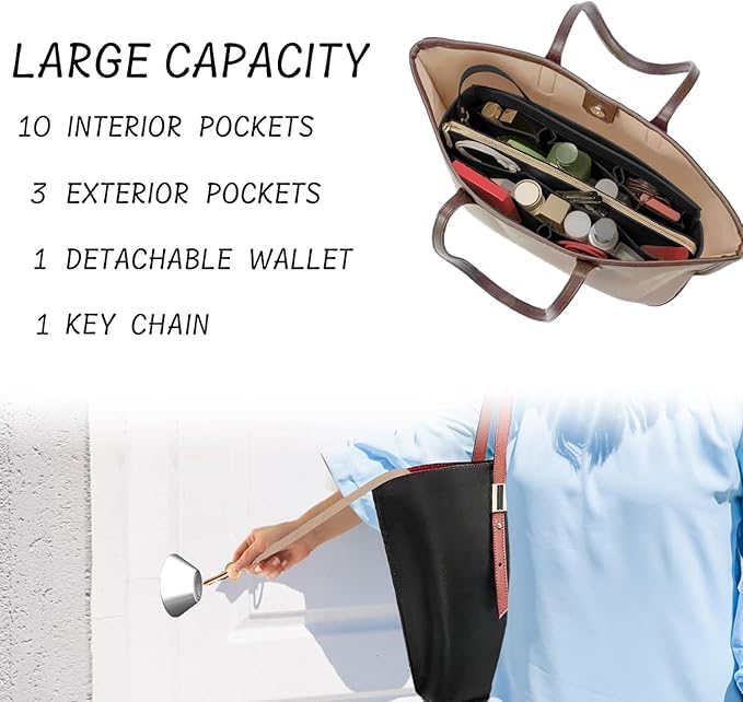 DailyPlus Purse Organizer Insert with Zipper Felt Bag Organizer Handbag Organizer Insert Bag in Bag Organizer with Key Chain for Tote Purse Bag Black Slender-Large