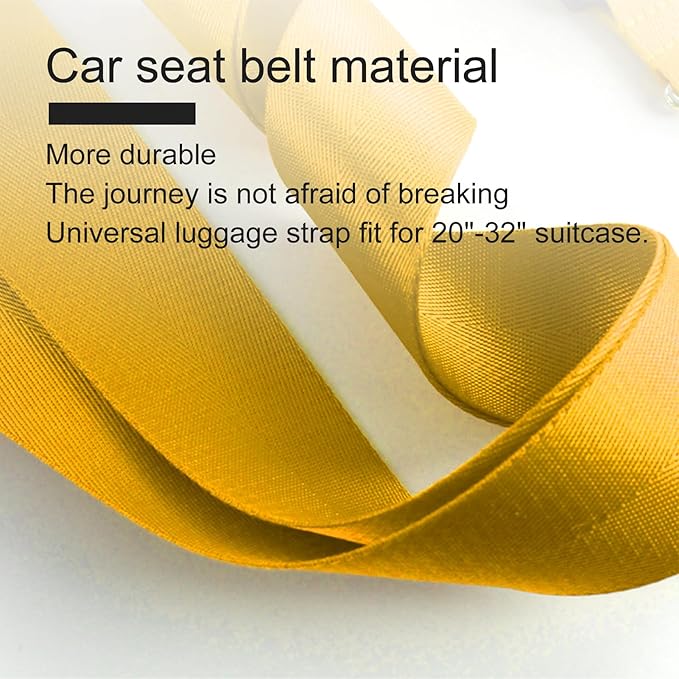 Veki Luggage Straps, TSA Approved Travel Luggage Packing Straps, Buckle Luggage Tags, Suitcase Belt Straps, Cordless Luggage, Add-On Bags, Accessory Buckle Straps and Packing Straps (Yellow)