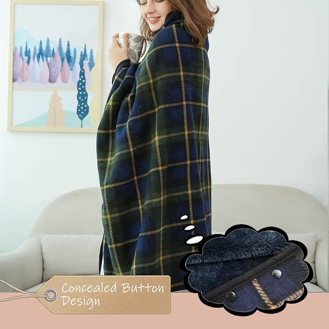 XING YE CHUAN Fleece Wearable Blanket, Comfy Poncho Throw with Buttons, Plush Sleeveless Blankets, for Women Cape Wrap Cover…