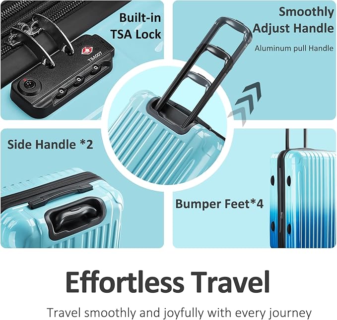 Carry on Luggage 2 Sets(20in/24in) with Spinner Wheels, Lightweight PC+ABS Hard Shell Suitcases, Expandbale Storage & TSA Aprovel Lock