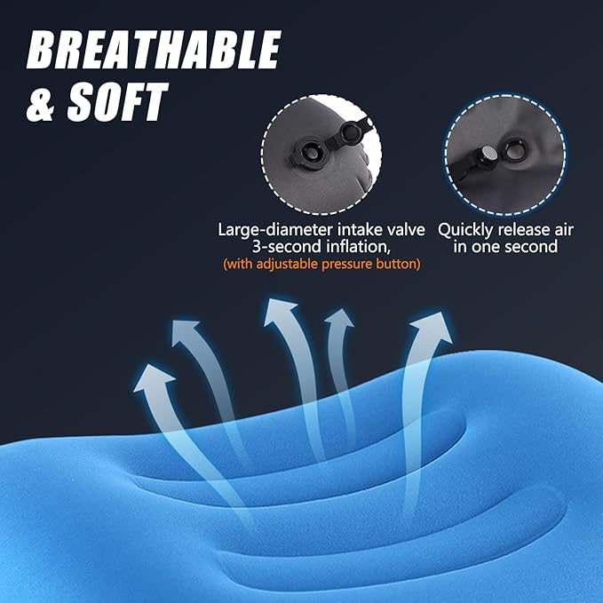 Ultralight Inflatable Camping Travel Pillow - Ultimate Compact Pillow for Hiking, Flights & Beach | Durable Water-Resistant Camping Pillow Cloud Comfort Support