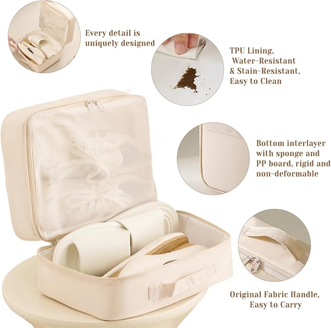 Shoe Bags for Travel, Travel Shoe Bag with Double Layer Storage - Fits 3-4 Pairs,Attaches to Luggage
