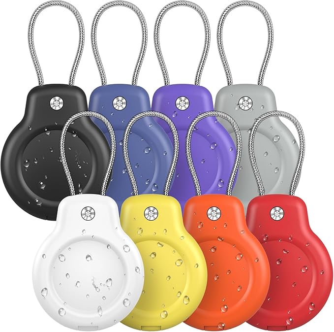 SPGUARD for Holder Case with Keychain 1st/2nd -8 Pack for Apple Holder with Wire Cable Lock Key Ring Chain Tagholder Accessories for GPS Item Tracker Kids,Keys,Luggage