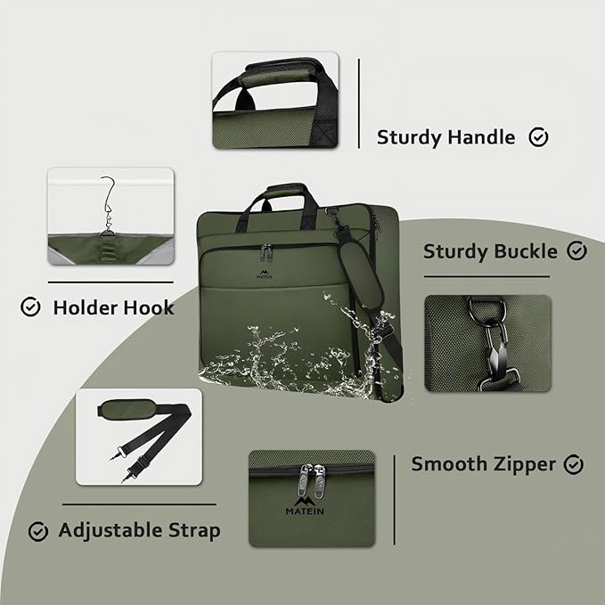MATEIN Travel Garment Bag, Large Convertible Carry On Suit Bag with Adjustable Shoulder Strap, Waterproof 2 in 1 Hanging Luggage for Men Women, Foldable suitcase for Business Trips, Green