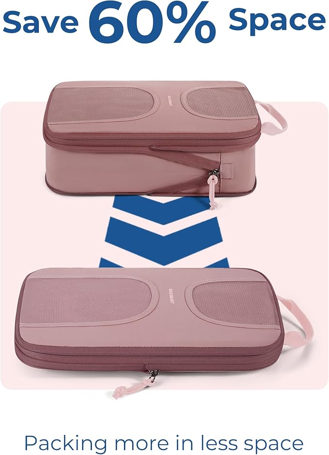 BAGSMART Compression Packing Cubes, 6 Set Packing Cubes for Suitcases, Lightweight Suitcases Organizers Bag Set & Compression Travel Cubes, Travel Essentials Packing Organizers