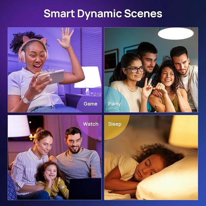 Consciot Smart Light Bulbs, A19 Google Home Color Changing Bulbs, 4-Pack | 800 Lumens, 60W Equivalent, Works with Apple Home, Alexa, Google Home & SmartThings, Dimmable LED Bulbs