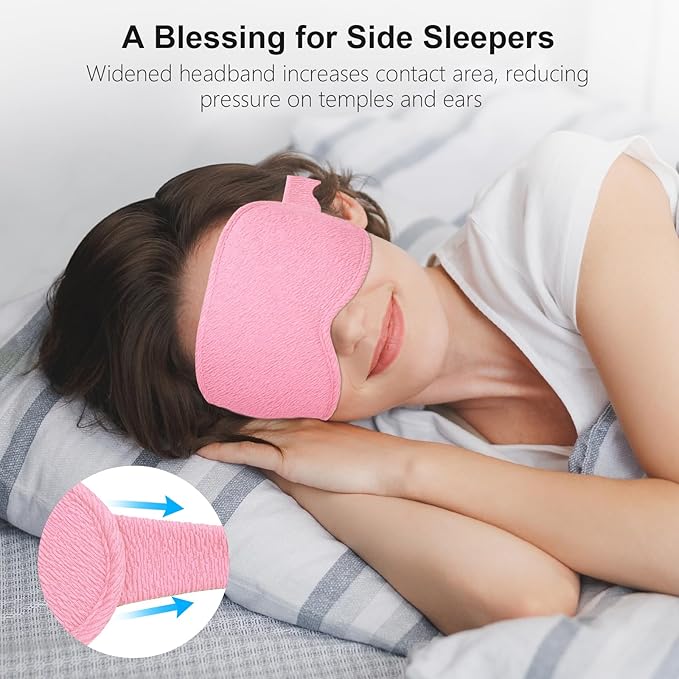 Gritin 100% Blackout Sleep Eye Mask for Women Men,Zero Eye Pressure Sleeping Mask-Ergonomic Design 3D Cutout Eye Movement and Eyelash Friendly Night Blindfold,Ultra Soft&Comfortable for Sleeping-Pink