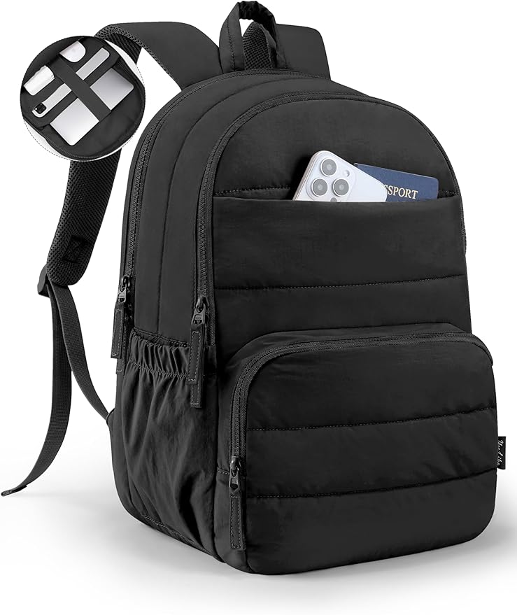 Travel Backpack for Women, 15.6 Inch Laptop Backpack, Quilted College Bookbag, Cute Work Backpacks, Water Resistant