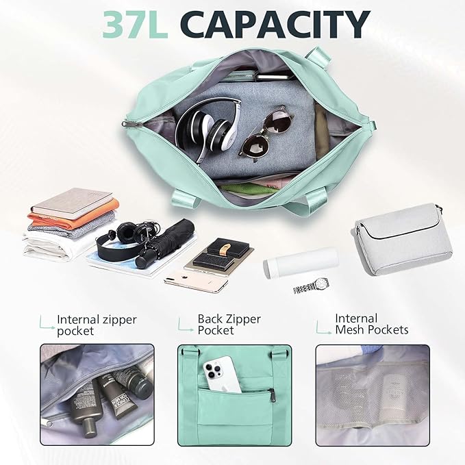 Travel Duffle Bag, Waterproof Weekender Bag Carry On Tote Bags for Women, Travel Essentials Sport Gym Bag for Men, Hospital Bag for Labor and Delivery, Overnight Bag Luggage Bag with Trolley Sleeve