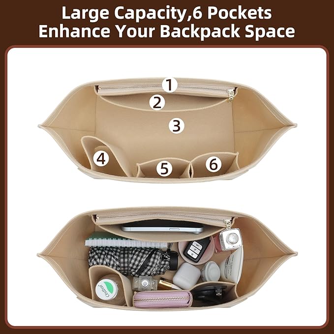 Doxo Longchamp Organizer Insert Medium,Bag Organizer Suitable for Le pliage,Keeps Tote Handbags Shaped& Neat (Gold Brown,M)