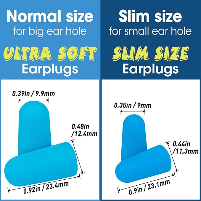 AZEN 100 Pairs Ear Plugs Bulk, NRR 32dB Soft Foam Ear Plugs for Sleeping Noise Cancelling, Earplugs for Concerts Shooting Swimming Noise Reduction (Lake Blue)