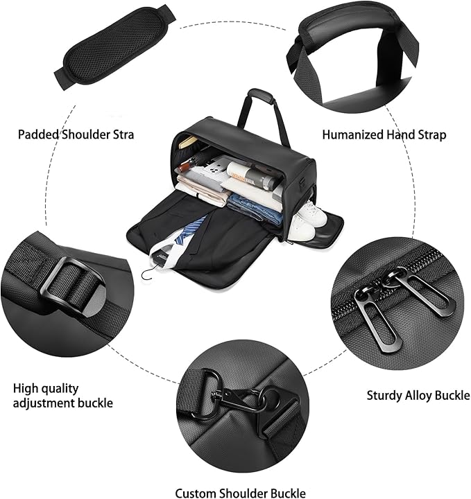 Garment Bags for Travel,45L Carry on Convertible Garment Duffle bag for Men Women - 3 in 1 Hanging Suit Travel Bag with Shoulder Strap