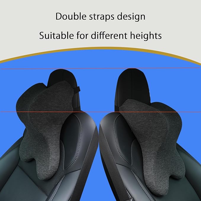 Car Neck Pillow for Driving Gaming Chair Headrest Pillow Office Chair Neck Pillow Ergonomic Design Double Straps Design Suitable for Different Heights