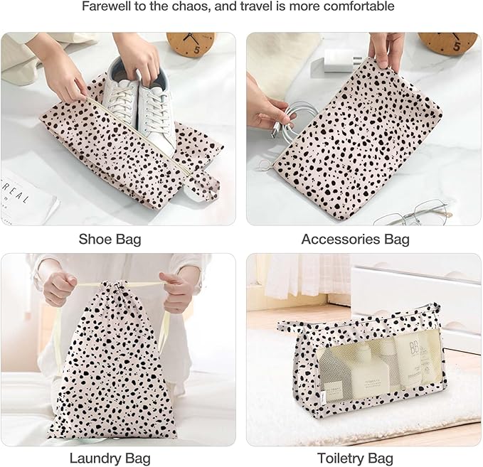 8 Set Packing Cubes for Suitcases, Packing Cube with Shoe, Cosmetics, Clothing, and Accessories Bags Packing Cubes for Travel Luggage Organizer(Leopard)