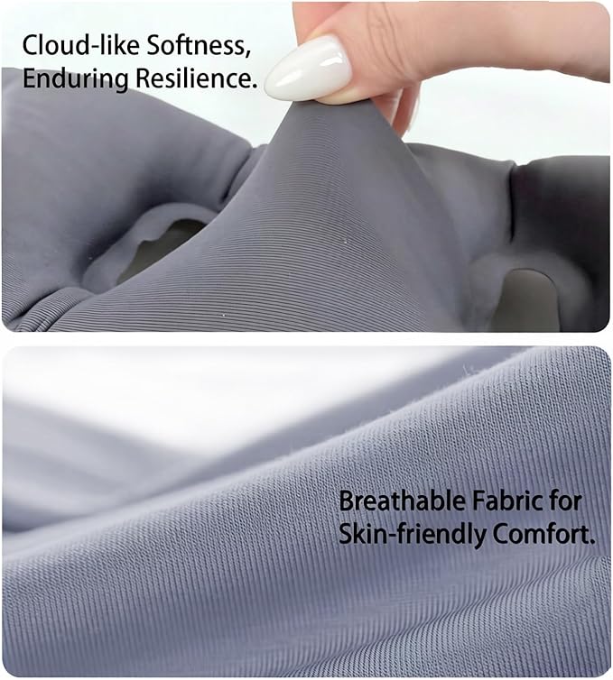 SUFU Inflatable Neck Pillow Airplane Travel Essentials Blow up Neck Pillows for air Traveling mini Compact - 10s Quick Inflate, 360° Full Support, Adjustable Firmness, Built-in Storage Bag,Blue