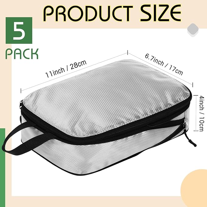5 Pack Compression Packing Cubes for Travel Space Saving Cubes Luggage Organizer for Suitcase(Gray,S)