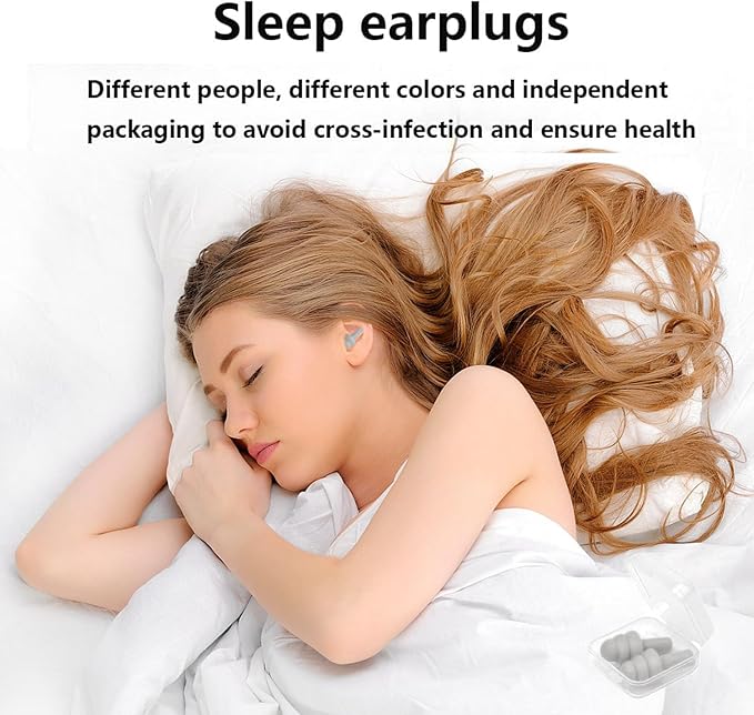 Earplugs for Sleeping Noise Cancelling, Reusable Ear Plugs– Super Soft, Silicone Ear Plug, for Sleeping 8 Pairs, Swimming, Snoring, Concerts, Work, Noisy Places (8 Colors)