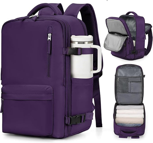 VGCUB Carry on Travel Backpack for Women Men Large Laptop Gym Work Frontier Airlines Personal Item Bag Business Airport Lightweight Backpack Flight Approved Mochilas de Viaje, Dark Purple