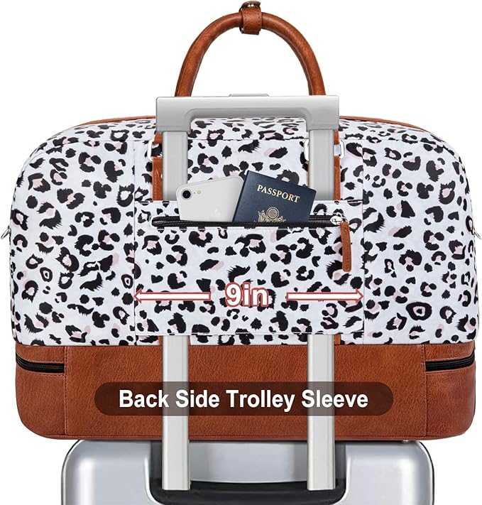 Weekender Bag for Women, Large Overnight Bag Canvas Travel Duffel Bag Carry On Tote with Shoe Compartment 21" 3Pcs Set