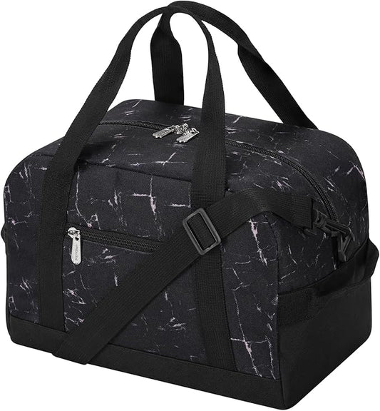 Small Gym Bag Carry On Bag - 12 in Mini Duffle Bag Lightweight for Overnight Travel(Marble Black)