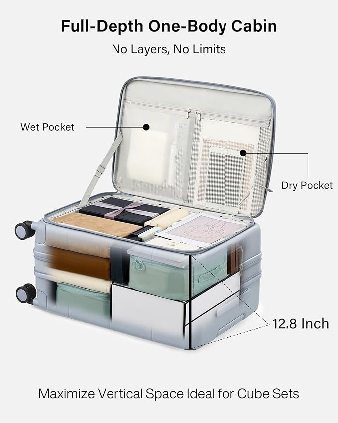 Hanke Hardside Expandable Checked Luggage, 24 Inch Top Opening Trunk Luggages with Spinner Wheels, All-PC Hard Shell Suitcase, Lightweight TSA Checked-Medium(Grey, 83L)