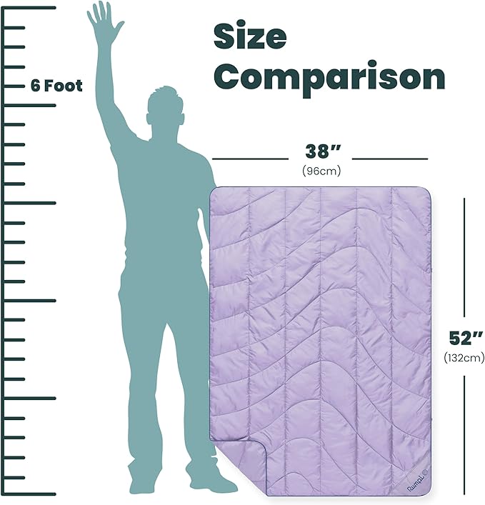 Rumpl Travel Puffy Blanket, Ultra-Packable Travel-Size Warmth and Comfort, Lavender