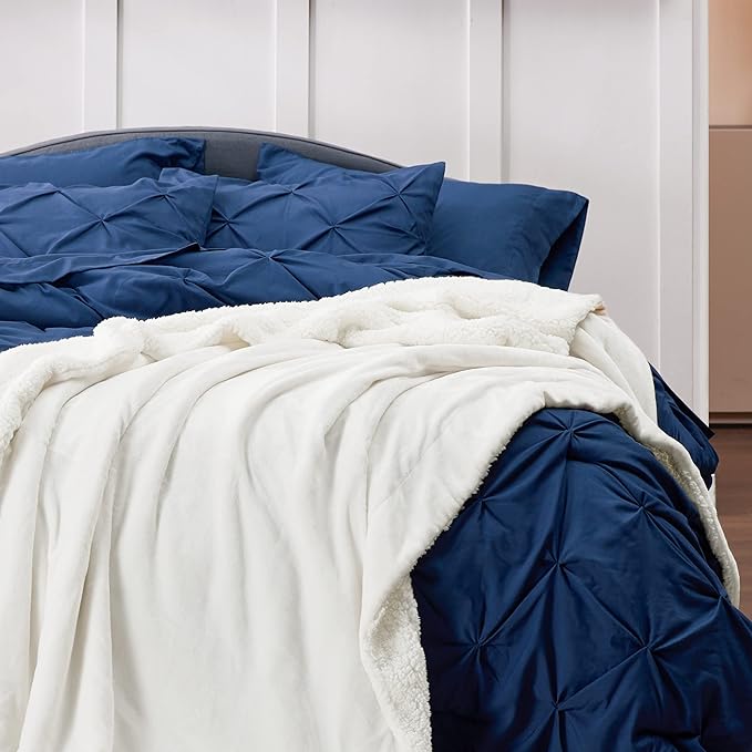 Bedsure GentleSoft Sherpa Fleece Throw Blanket for Couch, Non-Heated, Thick and Warm Throw for Women and Men, Soft Fuzzy Plush Blanket for Winter, White, 50x60 Inches