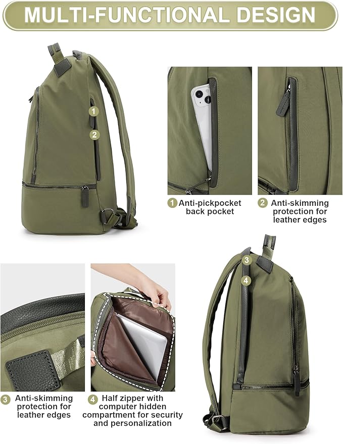 Gym Backpack for Women Waterproof Small Gym Bag With Shoe Compartment Sports Essentials Cheer Backpack with Wet Dry Pocket,Green