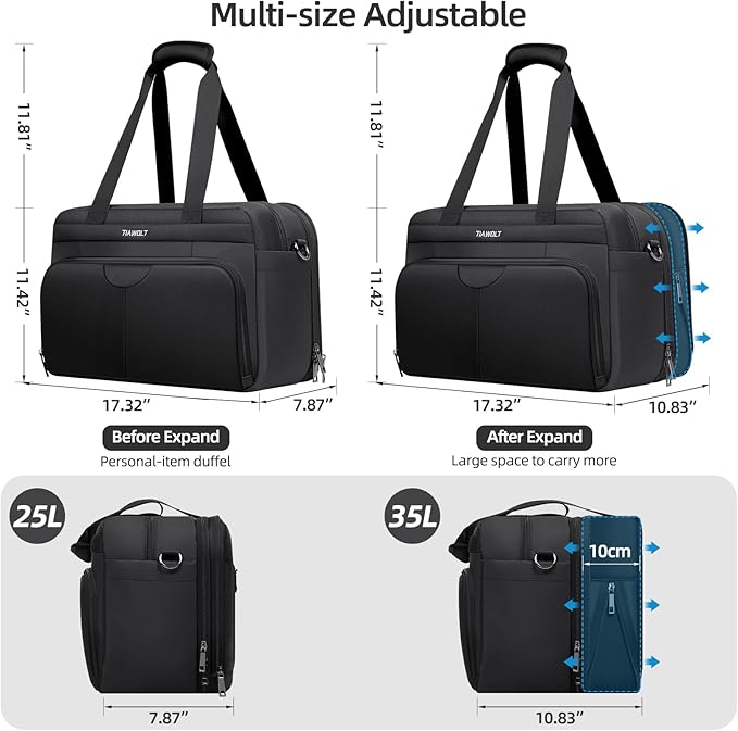Carry on Luggage with Spinner Wheels 20-Inch,Lightweight Expandable Luggage Set Carry-on Suitcase with Wheels &carry on Tote Bag,Women Men-Black