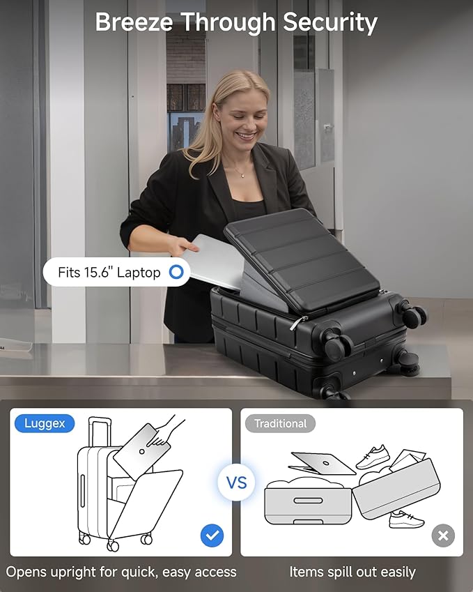 Carry On Luggage 22x14x9 Airline Approved, Hardside Spinner Suitcase with Front Pocket for Laptop, TSA Lock & Silent Wheels (20 in, White)