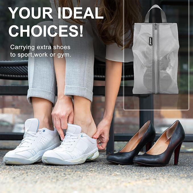 Travel Shoe Bags - Water Resistant TPU Mesh, Sturdy YKK Zipper, Unisex Shoe Pouch for Travel or Home Storage
